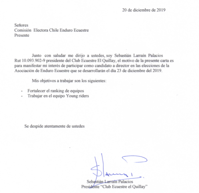 Postulación a Director Sebastián Larraín